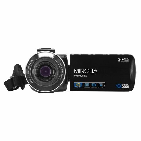 MINOLTA MN100HDZ Full HD 36x Digital Zoom Video Camcorder with Rechargeable Battery, Black MN100HDZ-BK